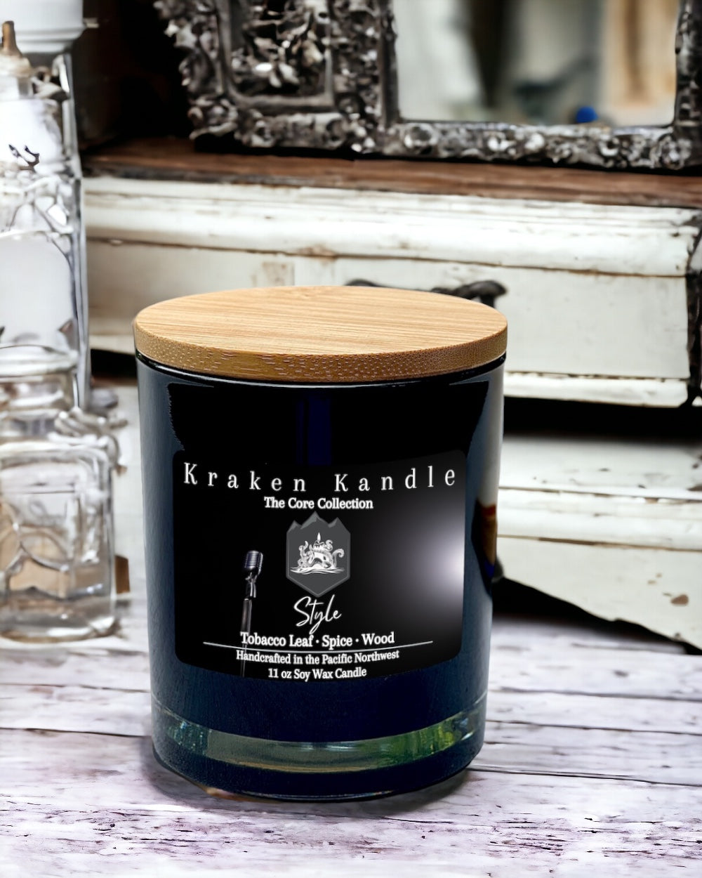 Tobacco leaf spice vanilla wood scented candle inspired by Harry Styles
