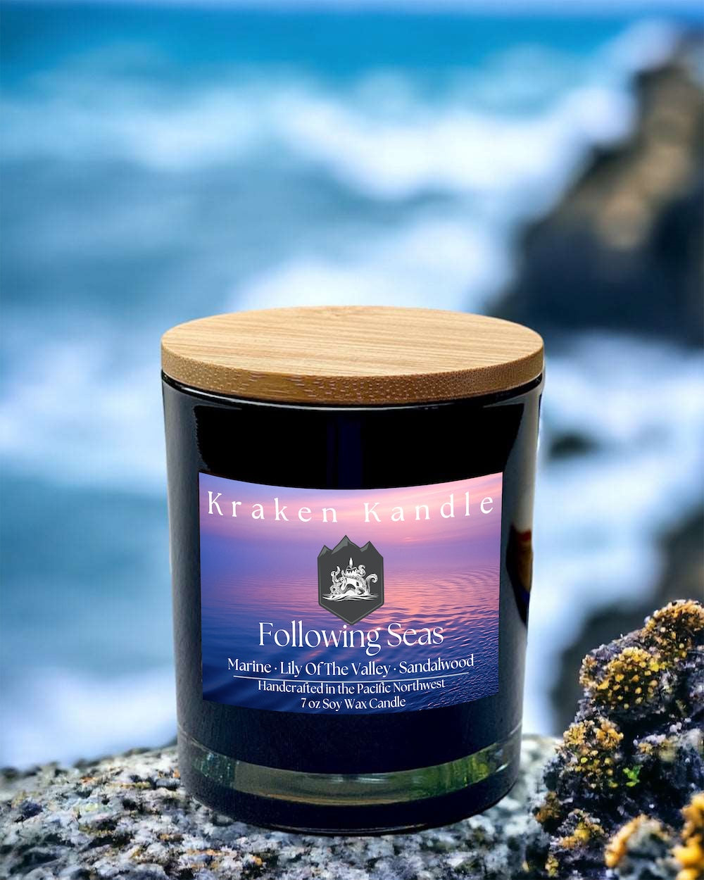 Following Seas summer candle fragrance scents of marine lily of the valley and sandlewood