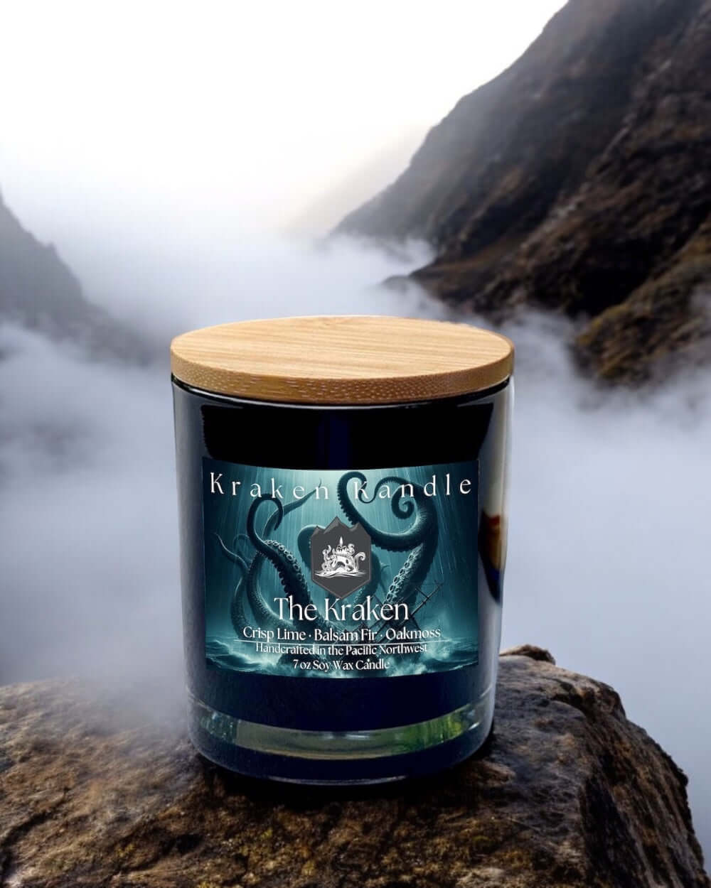 The Kraken candle crisp lime Balsam Fir and oak moss