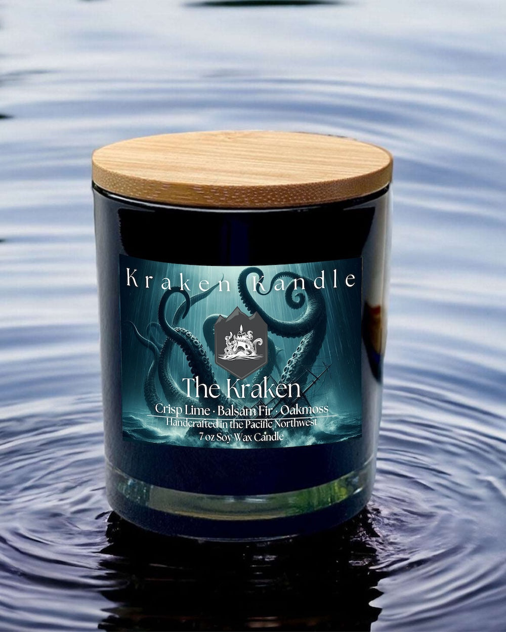 The Kraken Candle crisp lime balsam fir and Oakmoss scented 