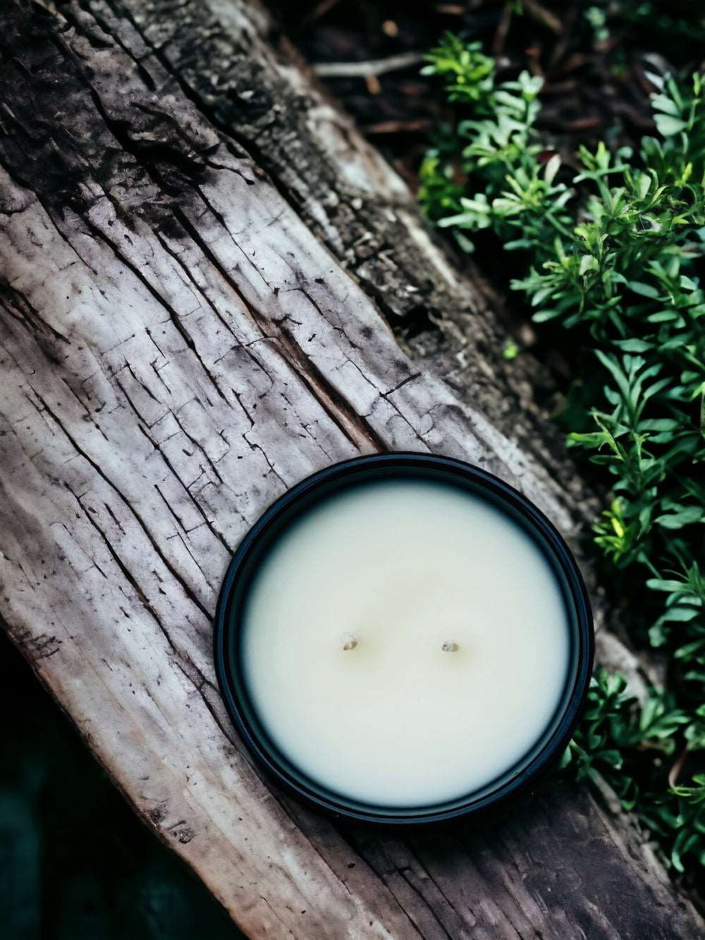 Mountain Air Candle on wood